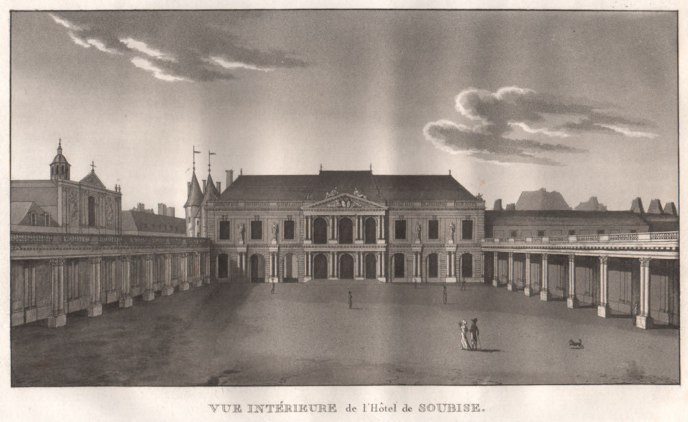 PARIS. Hôtel de Soubise. Aquatint 1808 old antique vintage print picture